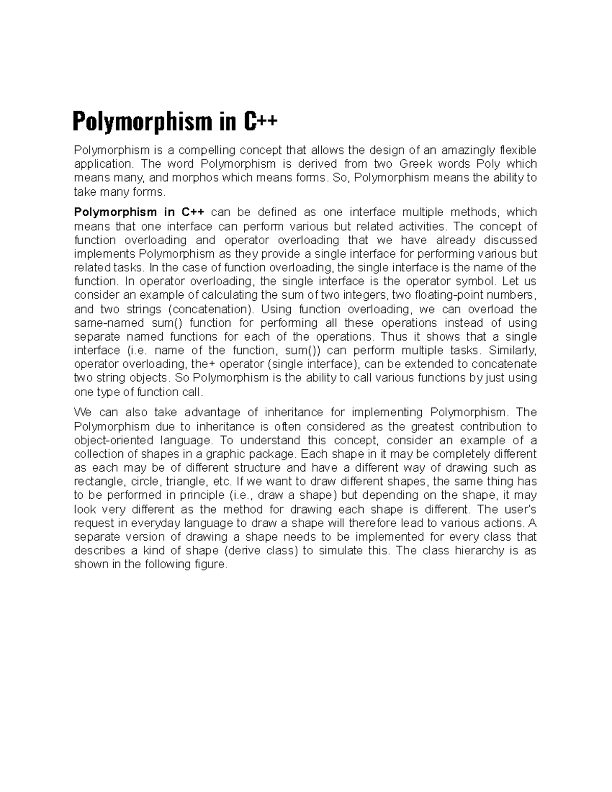 Polymorphism in CPlus Plus - Polymorphism in C++ Polymorphism is a ...