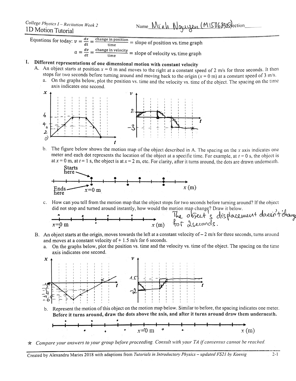 Minh Nguyen Week 2 Recitation - PHYS2001 - Studocu