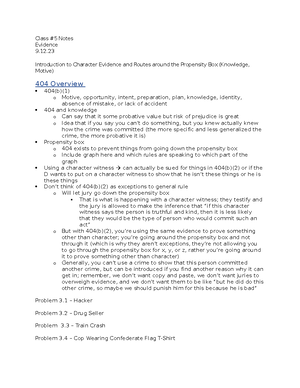 Evidence Reading Notes - Class #1 8 - Evidence Reading Notes Class #1 ...