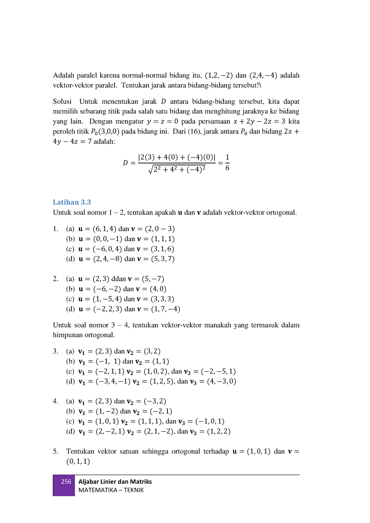 11 - Tugas - 256 Aljabar Linier Dan Matriks MATEMATIKA – TEKNIK Adalah ...