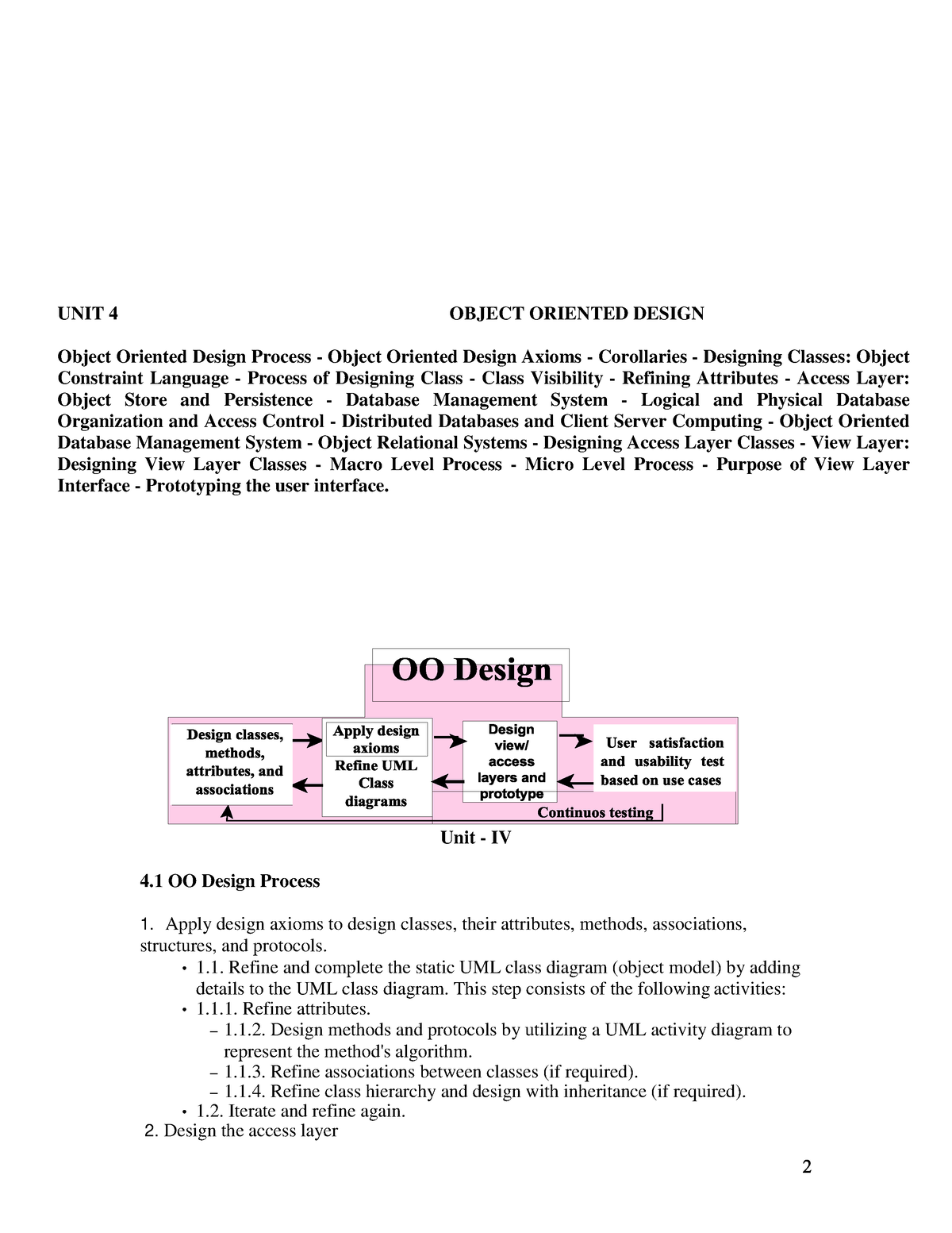 UNIT-4 OF Object Oriented Analysis AND Design - UNIT 4 OBJECT ORIENTED ...