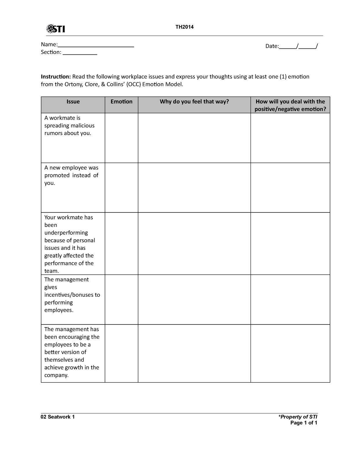 Prof - Task performance - TH Name: Section: Date: / / Instruction: Read ...