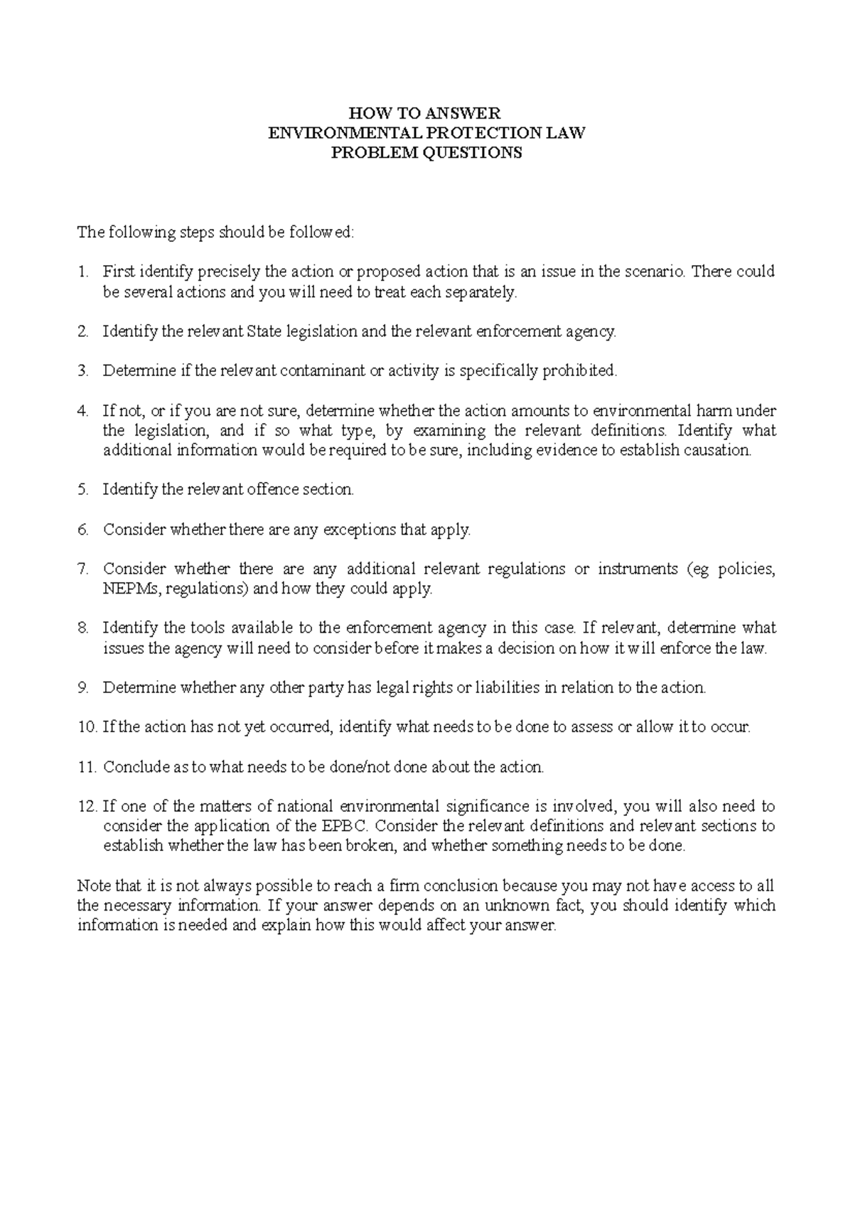 HOW TO Answer Environmental Protection Problem Questions - HOW TO ...