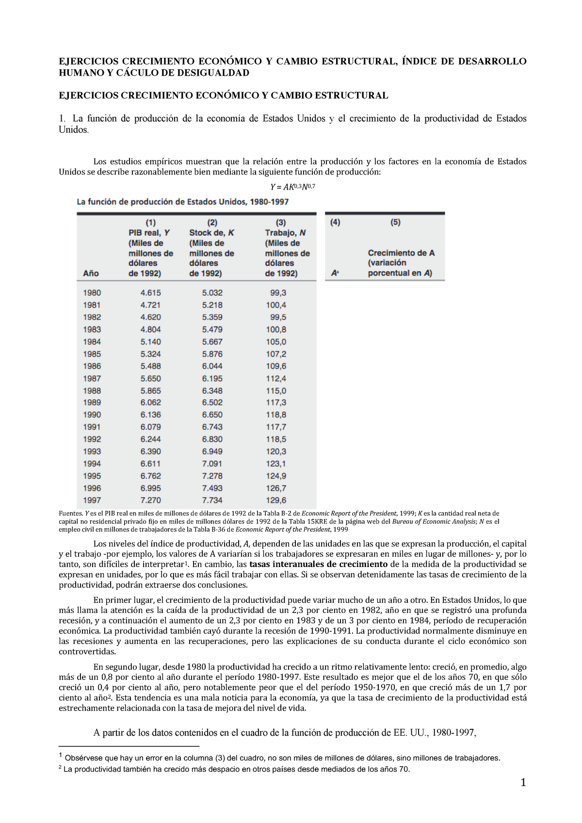 Ejercicios TEMA 2 Resueltos - EJERCICIOS CRECIMIENTO ECONÓMICO Y CAMBIO ...