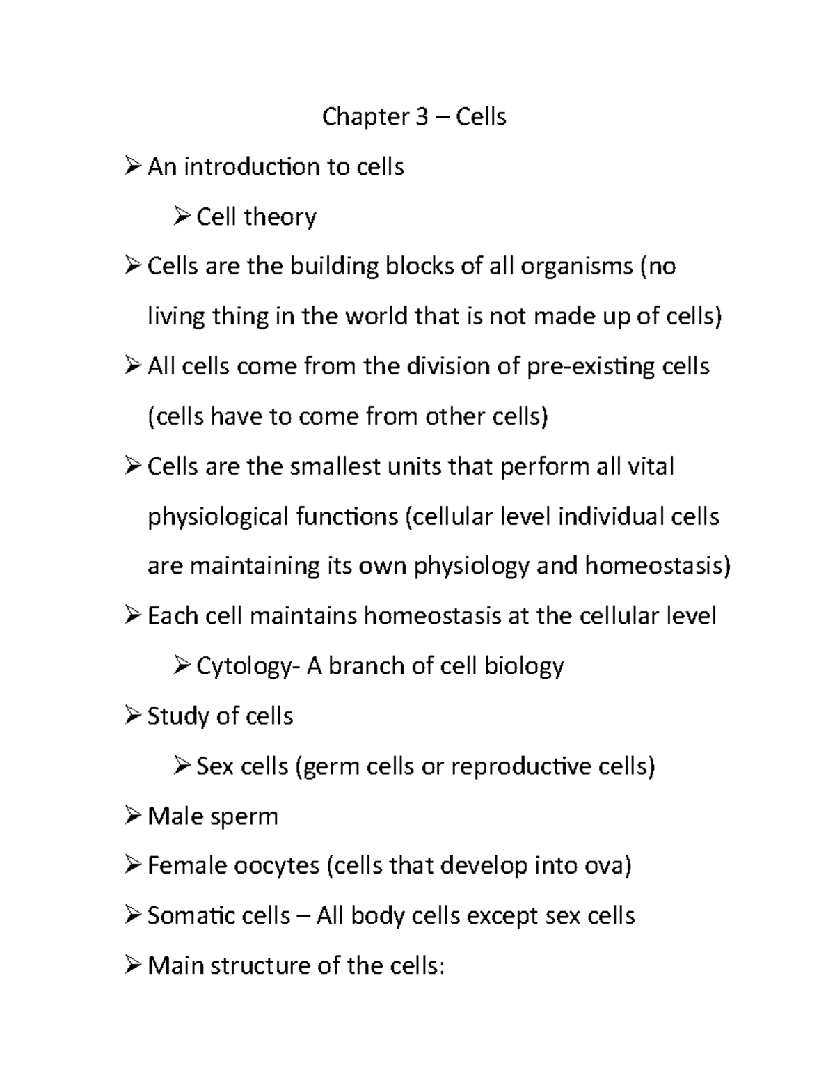 Chapter 3 - Notes - Chapter 3 – Cells An Introduction To Cells Cell ...