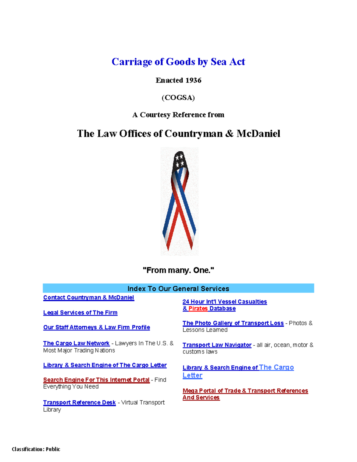 Carriage of Goods by Sea Act Martime Law,, ocean cargo claims, ocean
