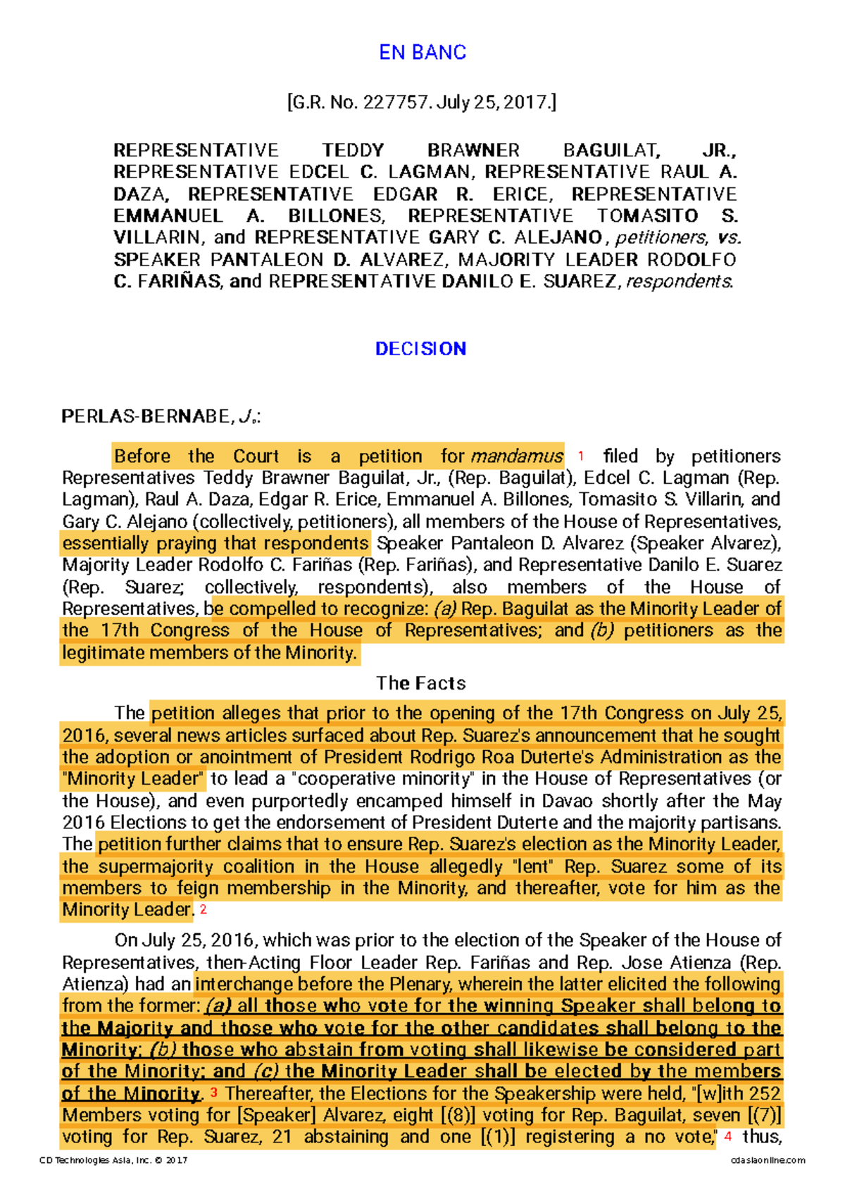 Baguilat, Jr. V. Speaker Alvarez - EN BANC [G. No. 227757. July 25 ...