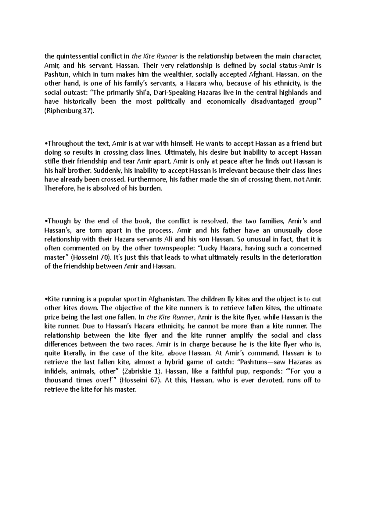 Hosseini the kite runner the quintessential conflict in the Kite