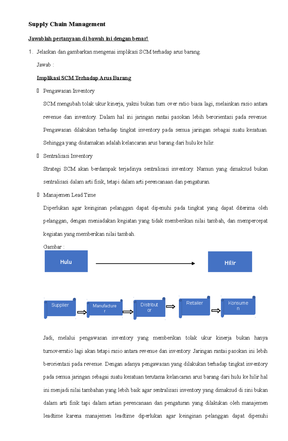 Supply Chain Management - Supply Chain Management Jawablah Pertanyaan ...