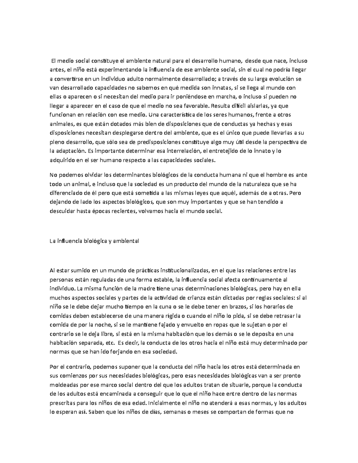 El Medio Social Constituye El Ambiente Natural Para El Desarrollo 