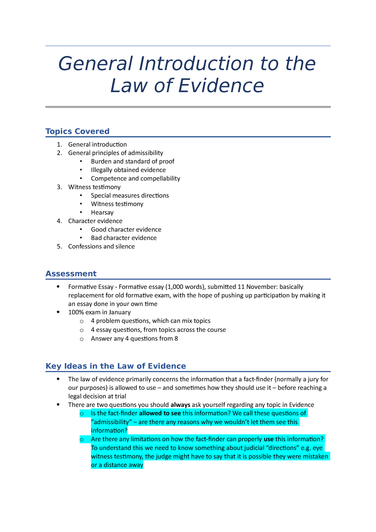 dissertation topics on law of evidence