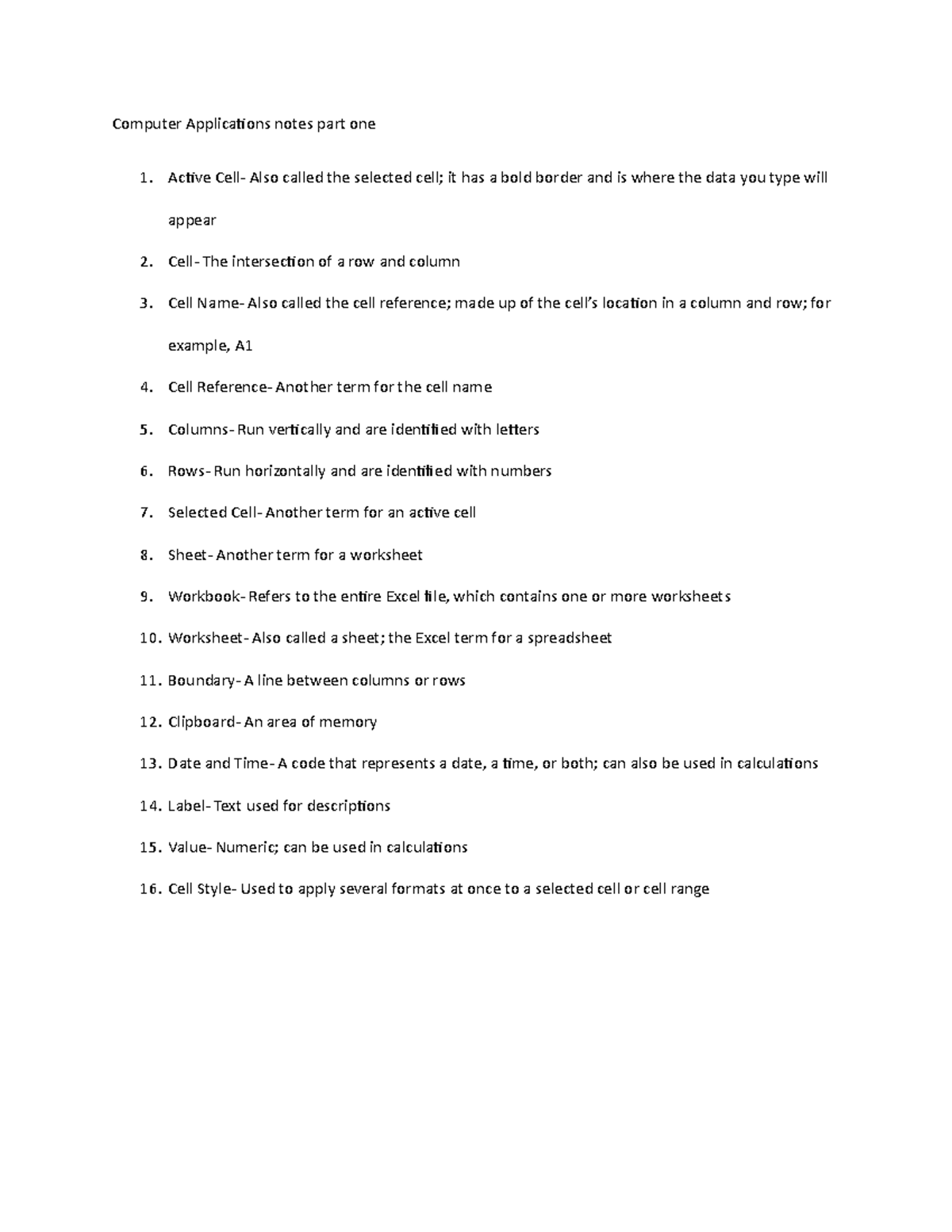 Computer applications notes part one computer applications notes part