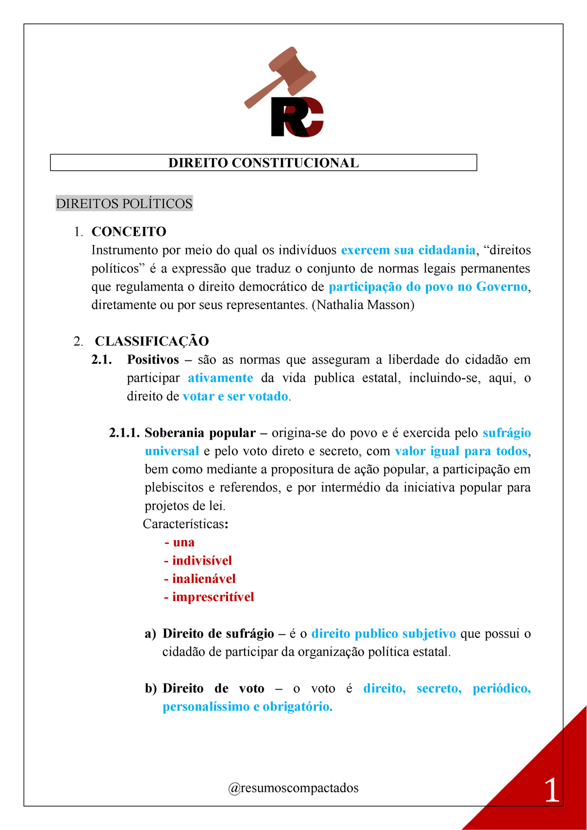 Direitos Politicos - DIREITO CONSTITUCIONAL DIREITOS POLÍTICOS 1 ...