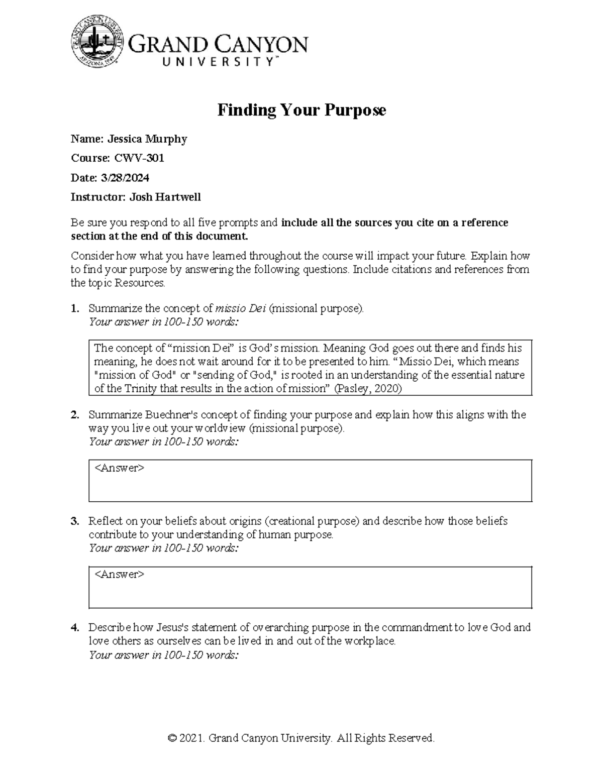 CWV 101 301 RS T7 T8Finding Your Purpose - Finding Your Purpose Name ...