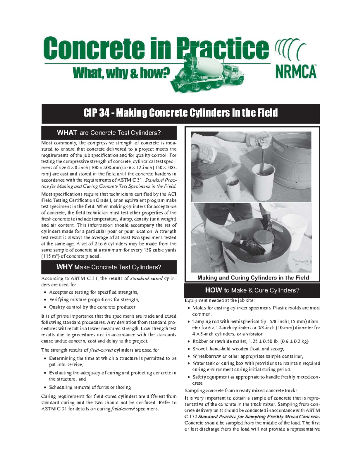 Making CCS - CIP 34 - Making Concrete Cylinders In the Field WHAT are ...