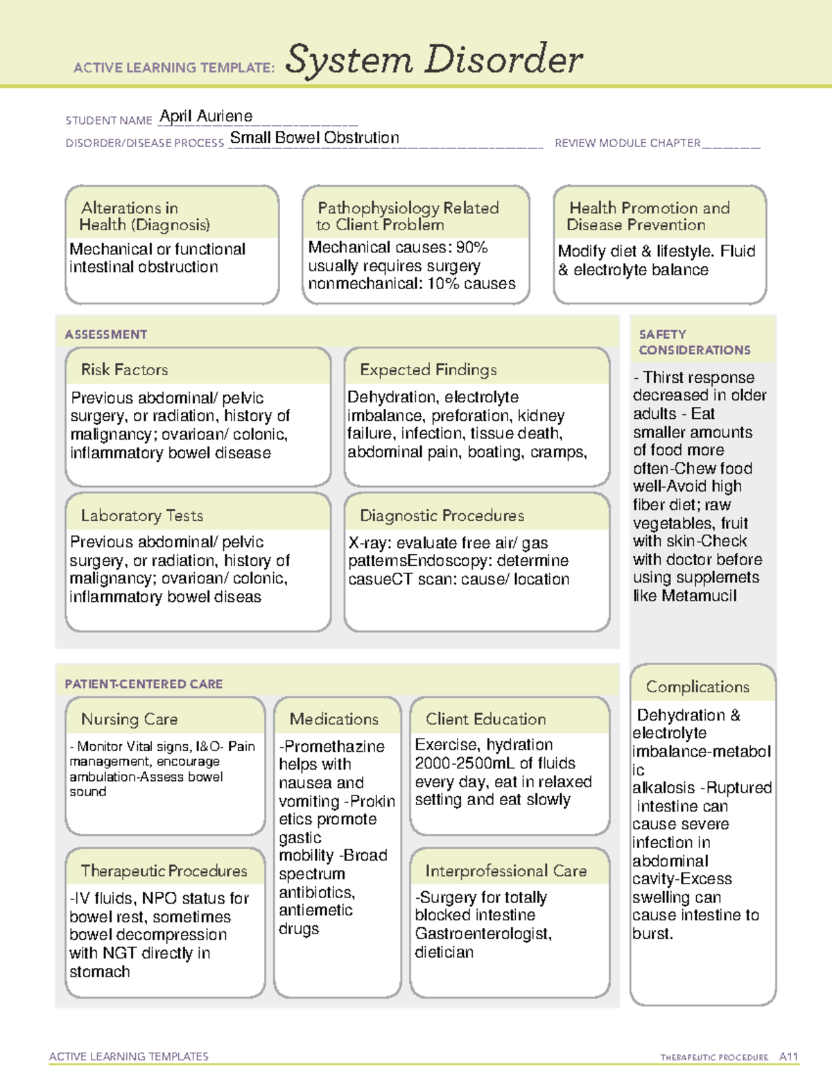 Small bowel obstrution - ACTIVE LEARNING TEMPLATES THERAPEUTIC ...