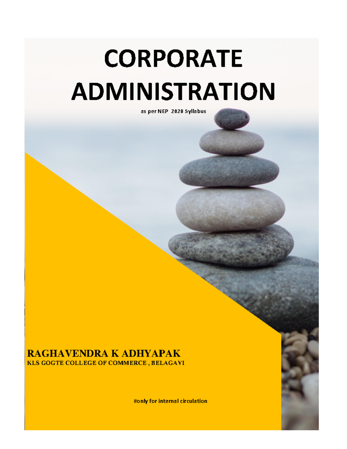 Corporate Administration chapter 01 - RAGHAVENDRA K ADHYAPAK KLS GOGTE ...