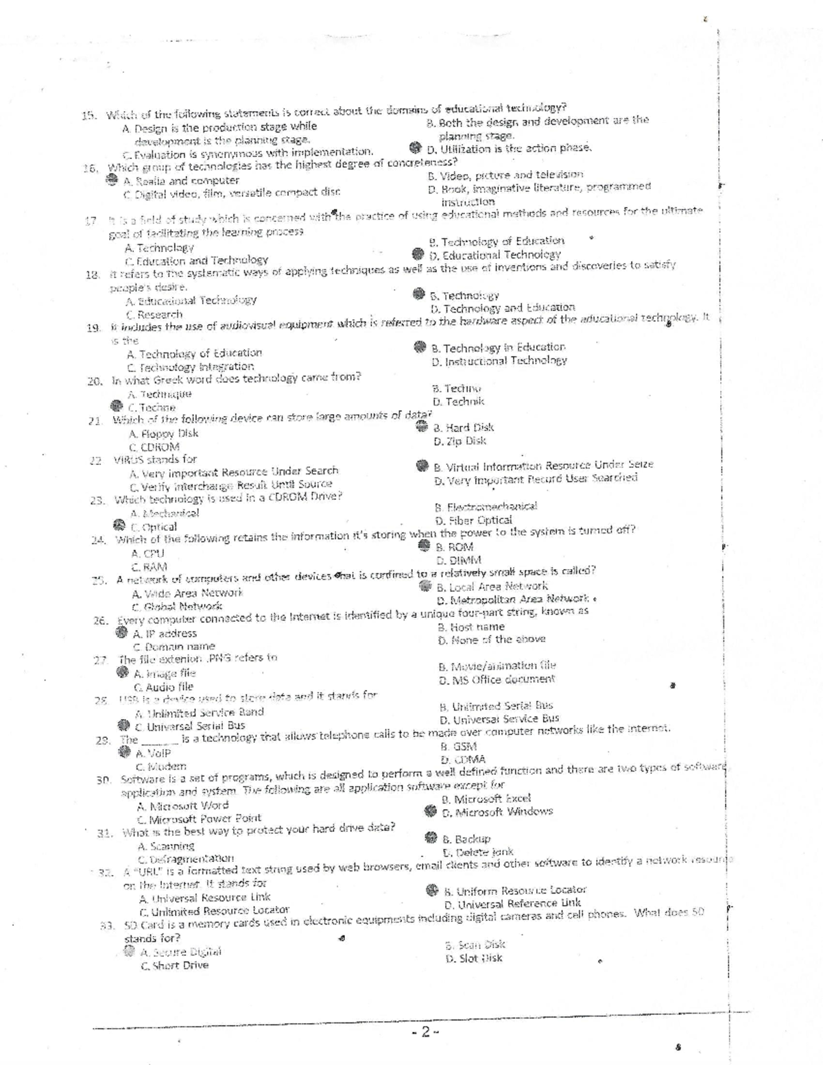 Scan Post Test Ed Tech 1 - Answer Drill - Educational Technology - Studocu