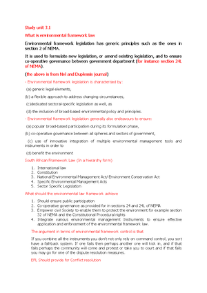 Study unit 3.2 part 1 - NEMA principles and pollution control Part 2 ...