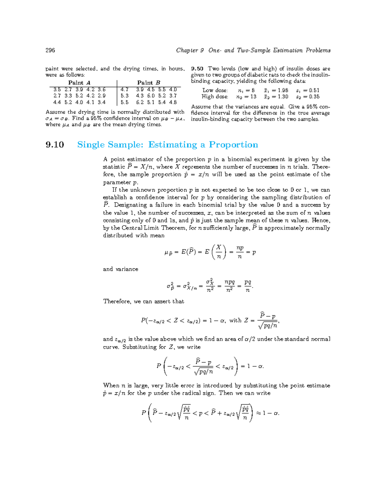 Single Sampling - probability - 296 Chapter 9 One- and Two-Sample ...