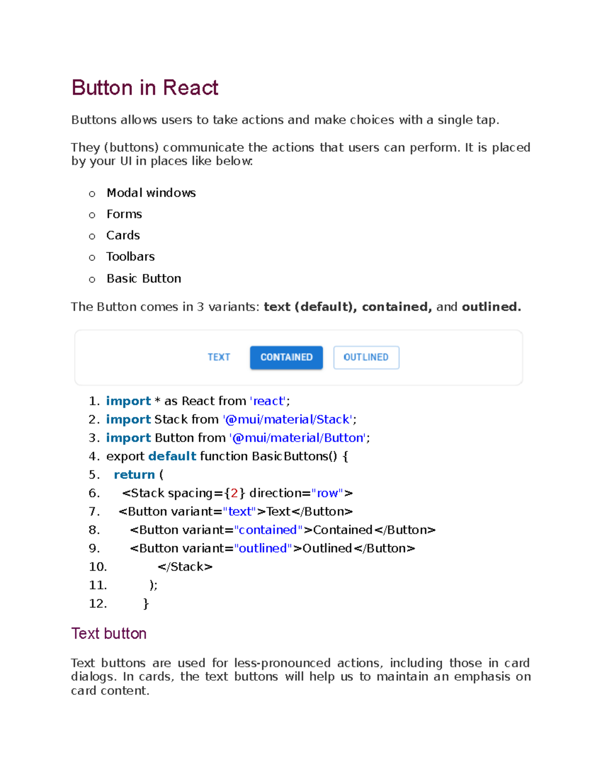 Button in React - Notes for better understanding of the concepts ...