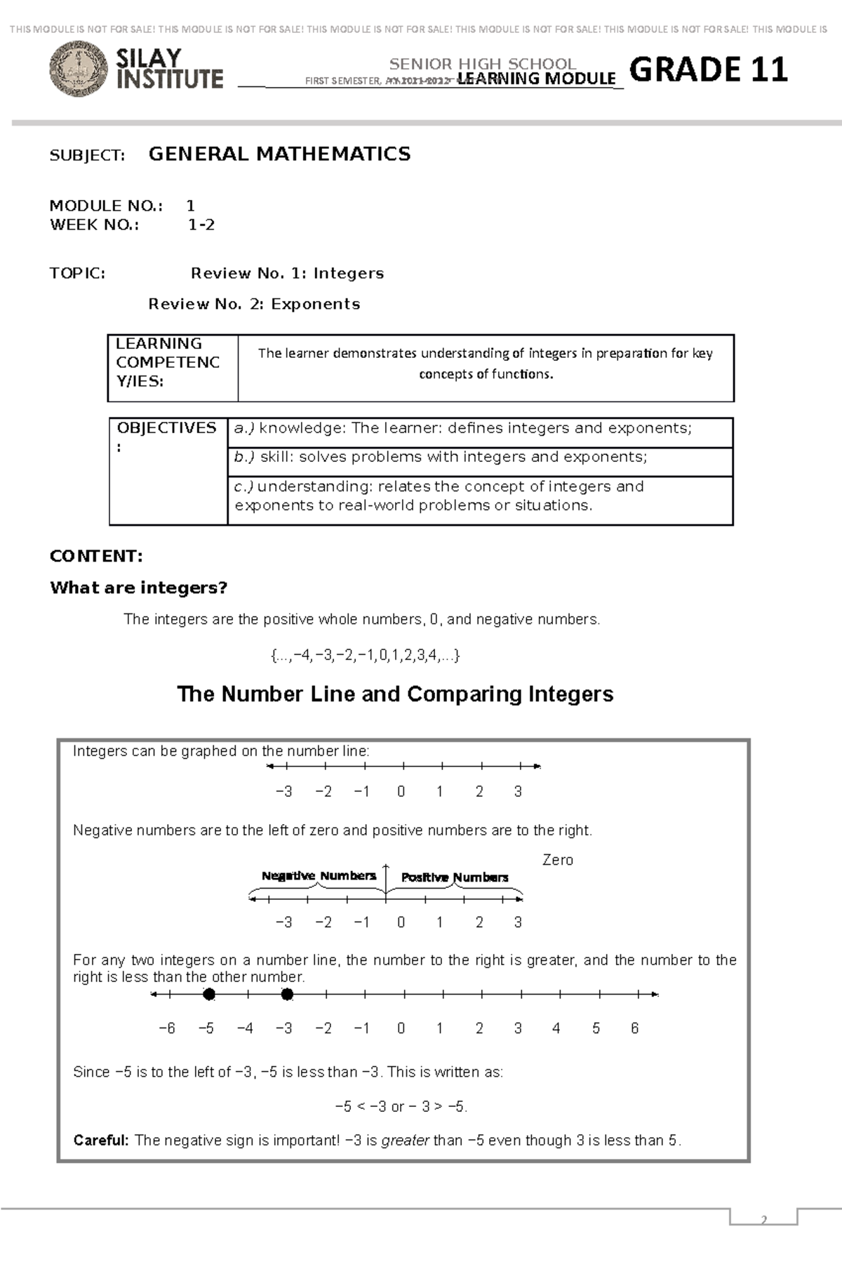 Genmath WEEK12 Moduleonly SUBJECT GENERAL MATHEMATICS MODULE NO. 1