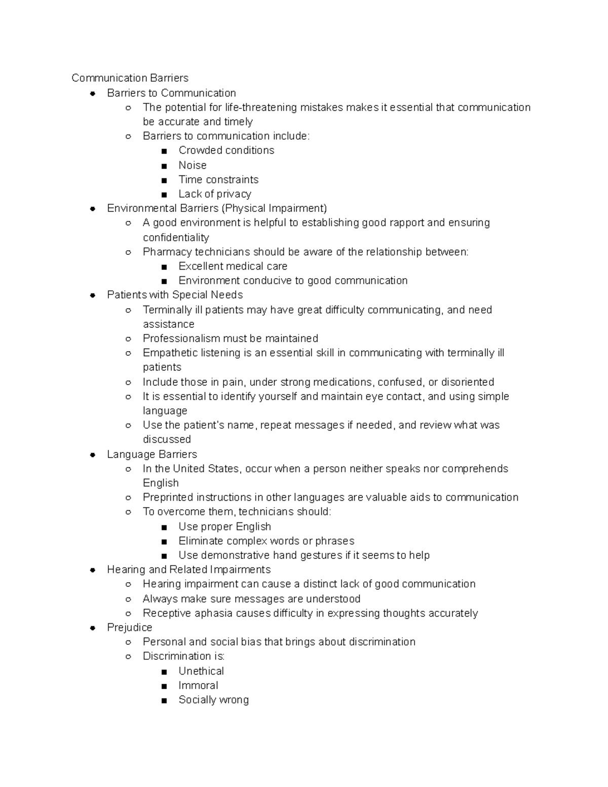 Instruction Notes- Week 5 - Communication Barriers Barriers To ...