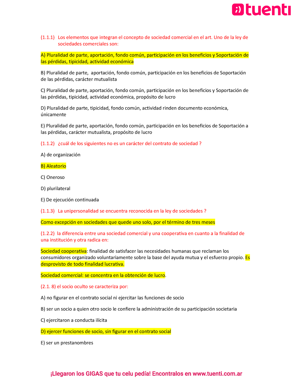 Preguntero Parcial 1 Y 2 Sociedades - (1.1) Los Elementos Que Integran ...