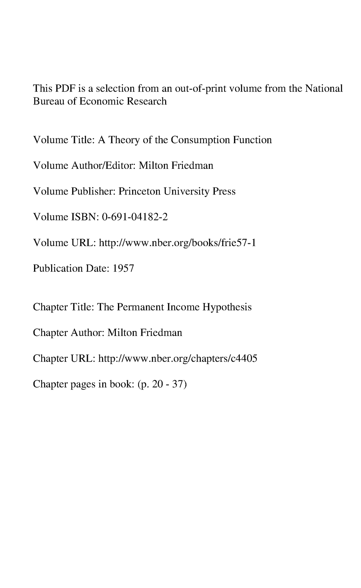 permanent income hypothesis lecture notes pdf