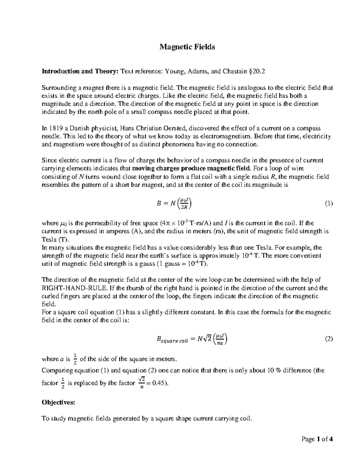 Fields lab instructions Fields Introduction and