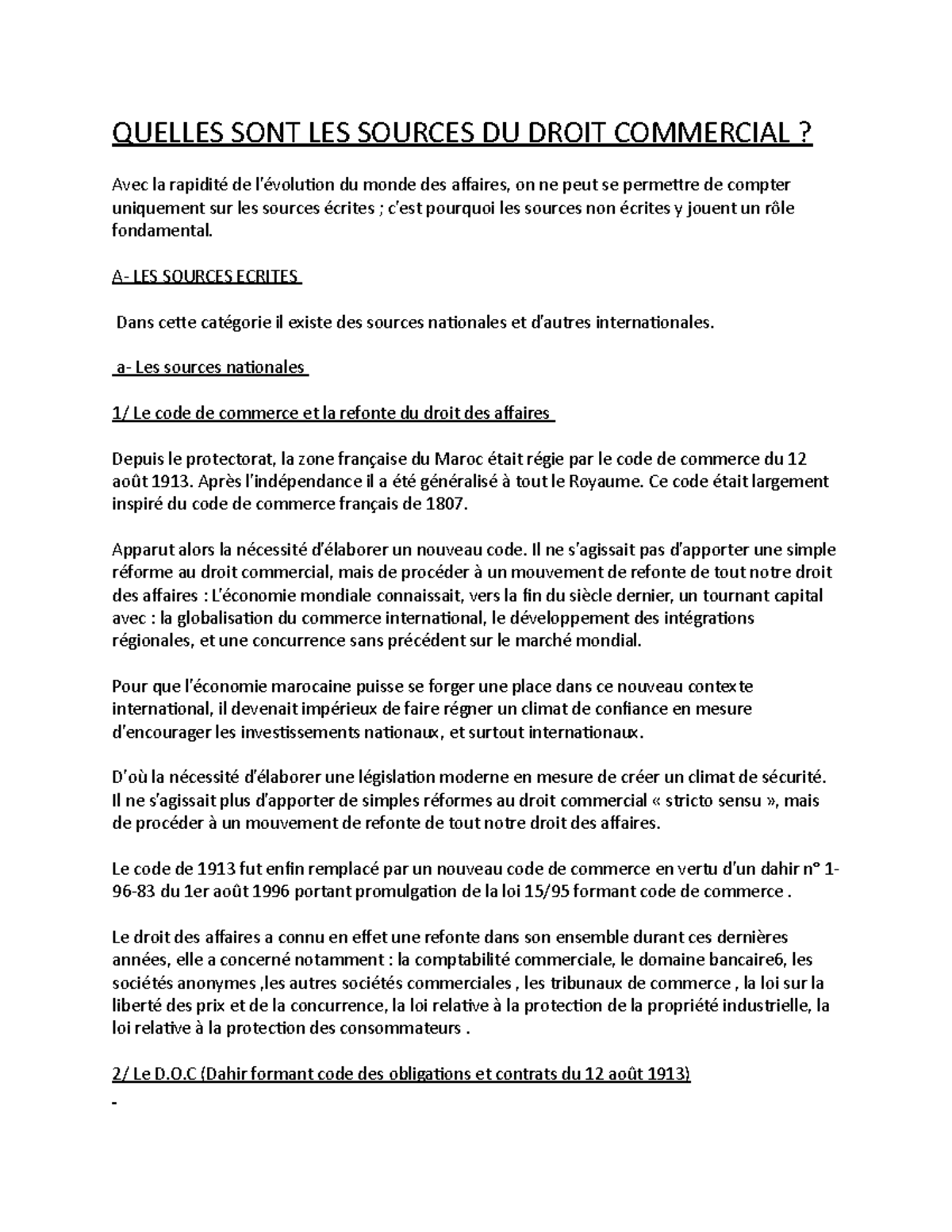 Les Sources Du Droit Commercial : Loi, Coutume, Usage, Doctrine – VJIPHE