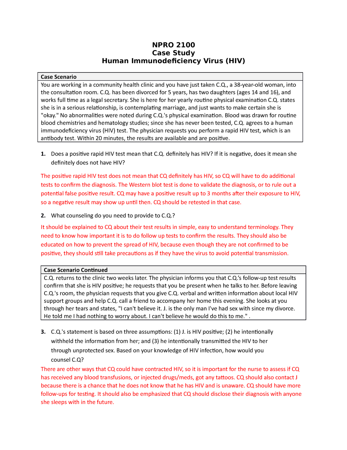 hiv case study examples