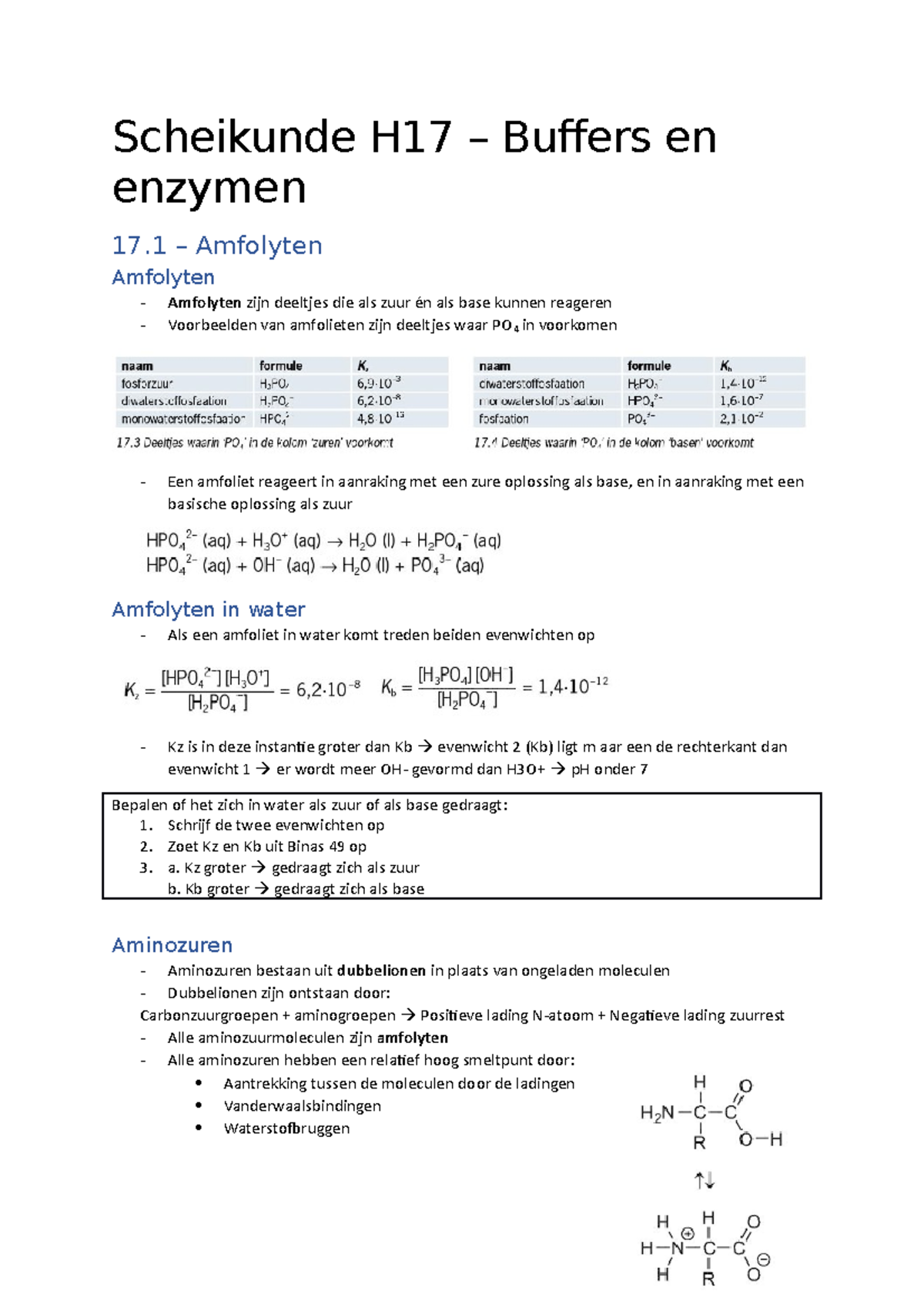 Scheikunde H17 - Samenvatting Sk H17 - Scheikunde H17 – Buffers En ...