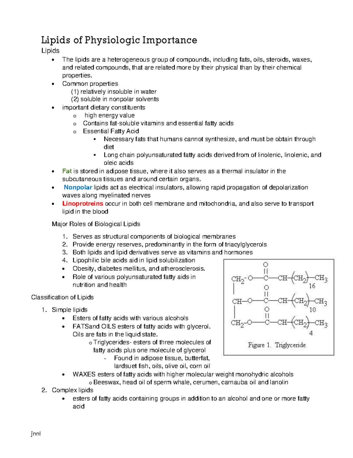 Lipids of Physiologic Importance - Lipids of Physiologic Importance ...