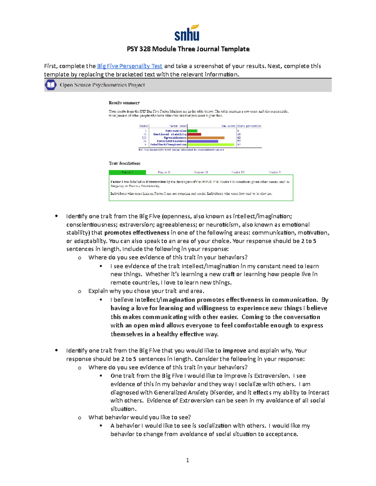 PSY 328 Module Three Journal Template - PSY 328 Module Three Journal ...