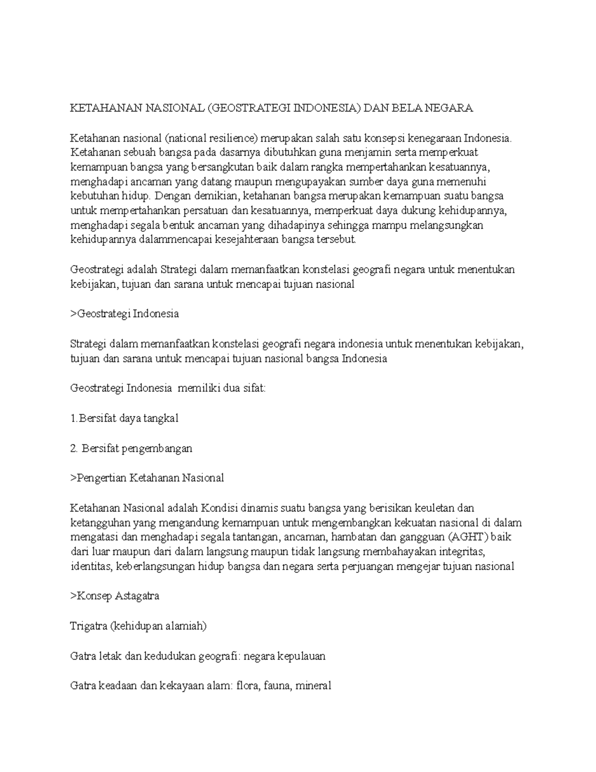 Ketahanan Nasional Dan Bela Negara - KETAHANAN NASIONAL (GEOSTRATEGI ...