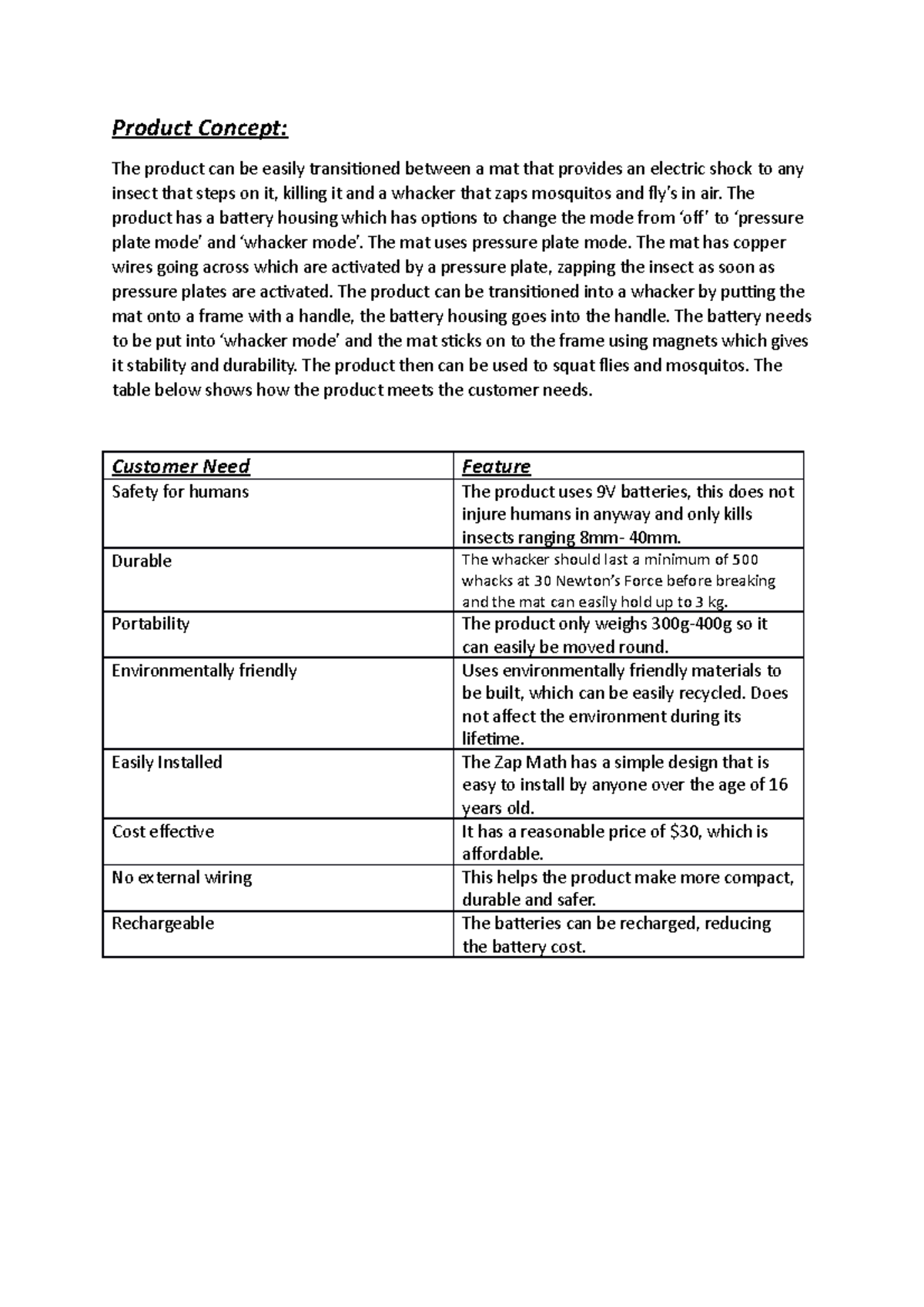 Product concept - Product Concept: The product can be easily ...