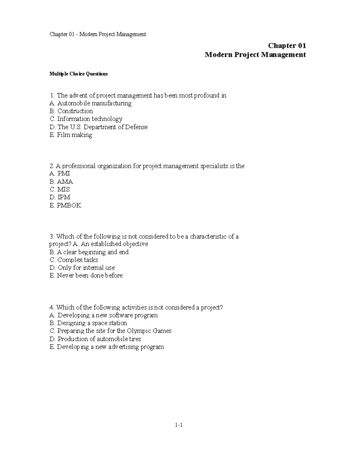 Engineering Project Management QuizQuestionsSolutions Chapter 01