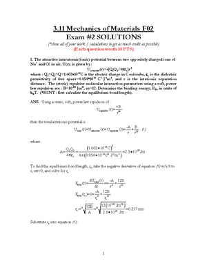 Solids of Mechanics Exam Solutions 3 - 3 Mechanics of Materials F02 ...