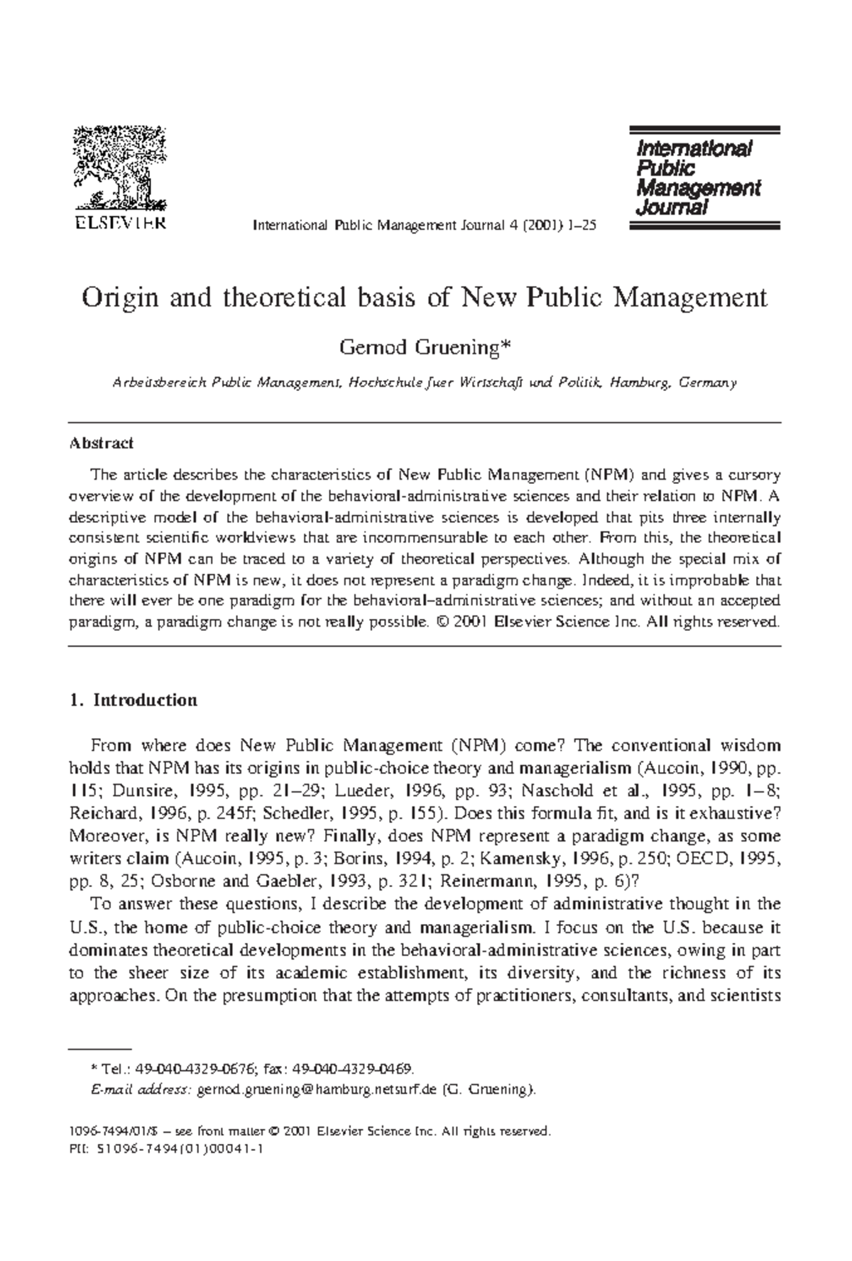 Origin and Theoretical Basis of New Public Management - A descriptive ...