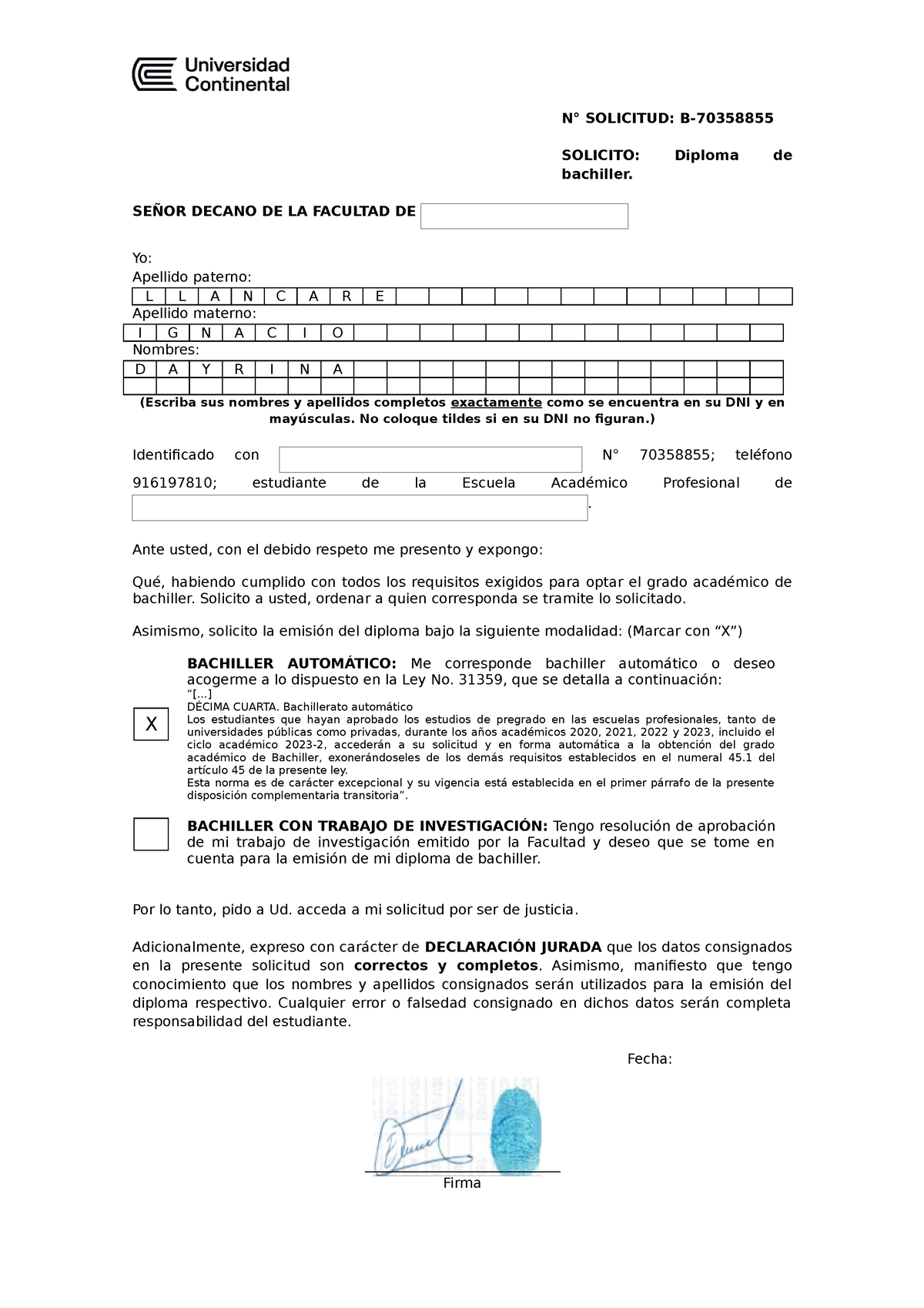 Formato-de-bachiller - N° SOLICITUD: B- SOLICITO: Diploma De Bachiller ...