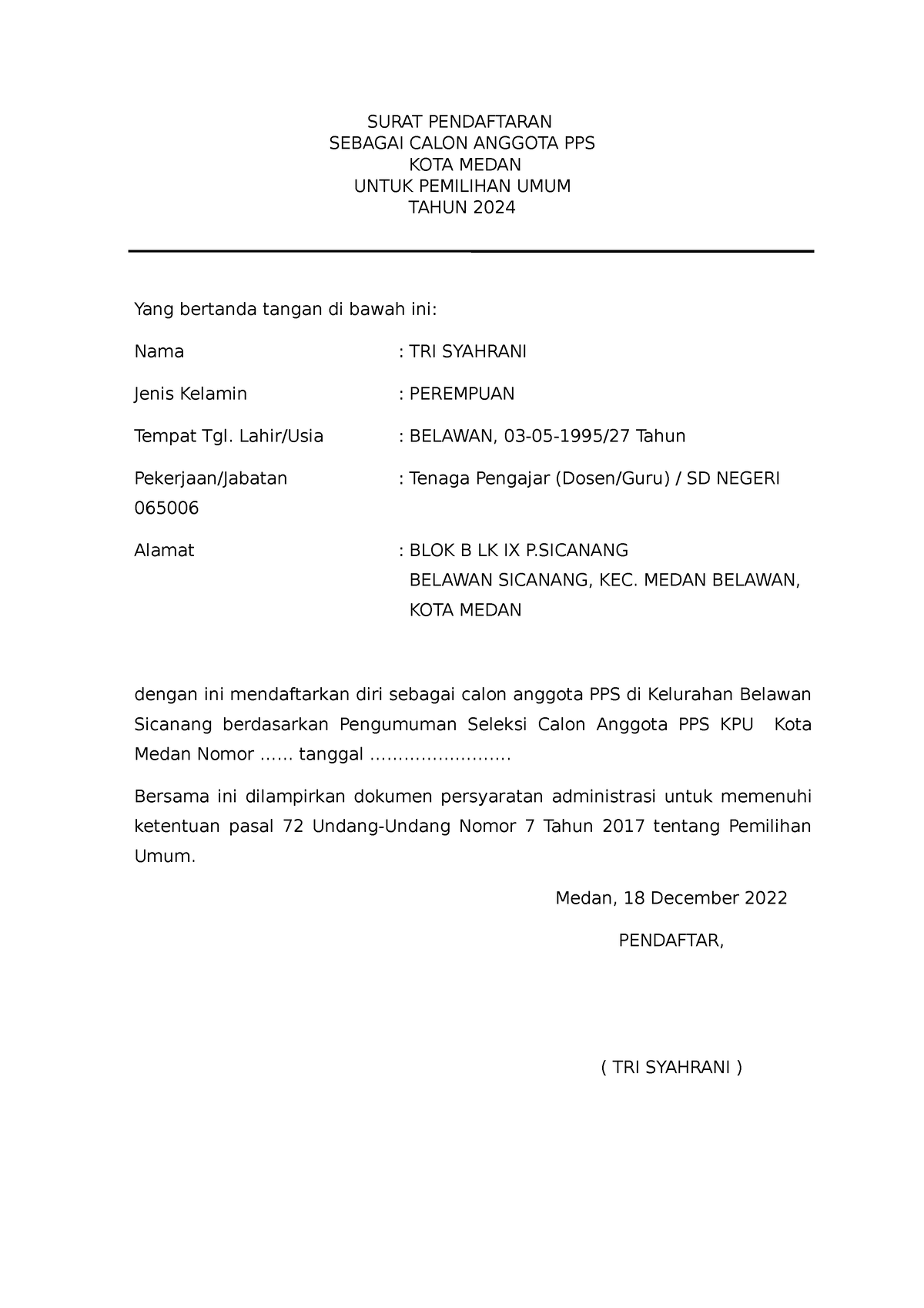 Surat pendaftaran 08742 Ek6LCvmt 9S - SURAT PENDAFTARAN SEBAGAI CALON ...