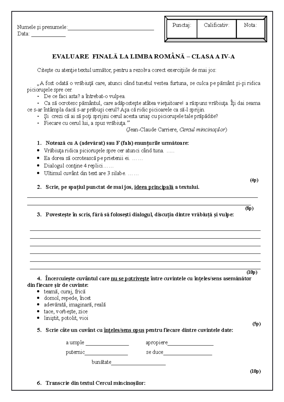 EXAMEN LIMBA ROMANA visual data 3