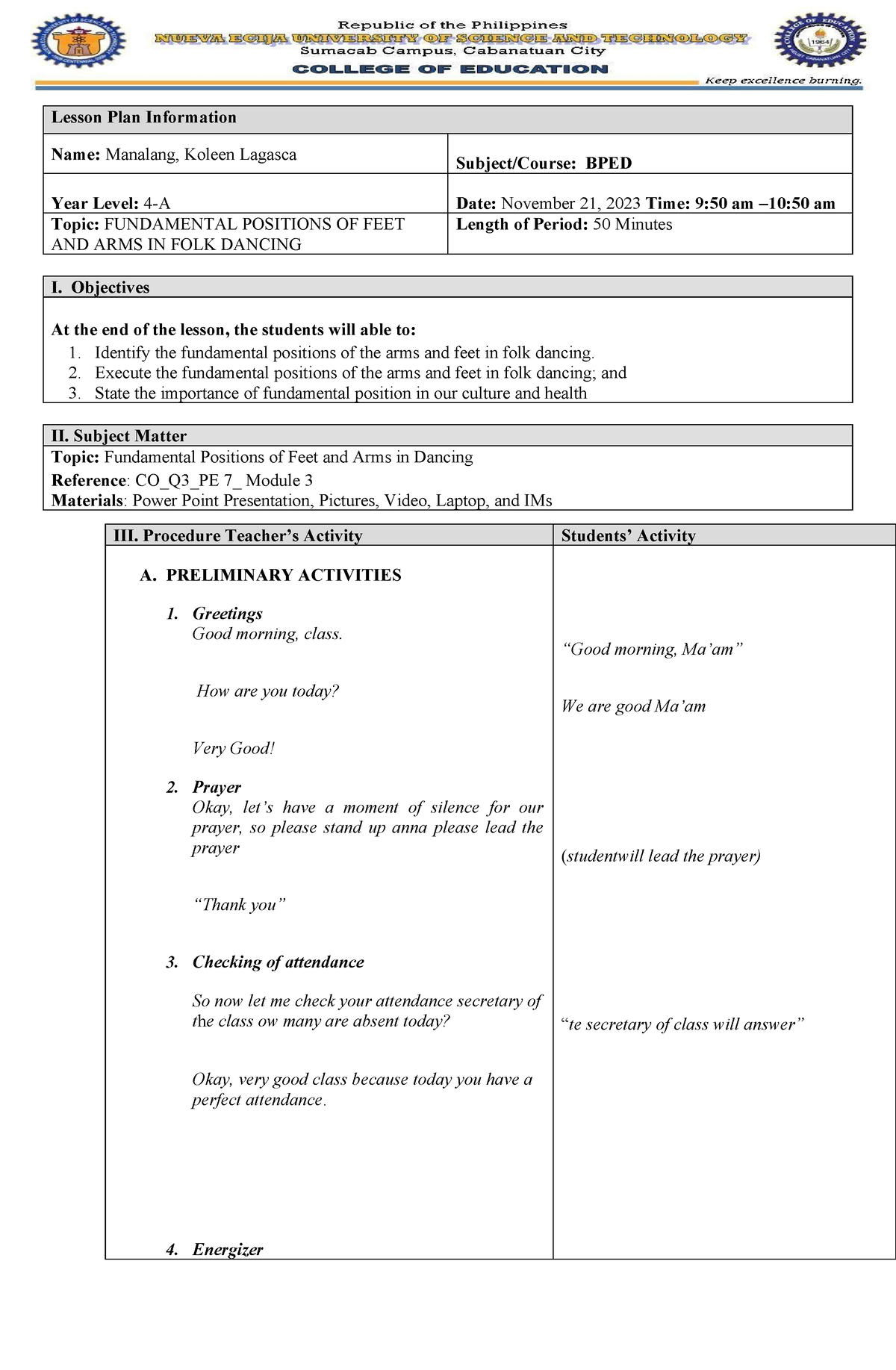 Final- Mabini-DLP - GOW - Lesson Plan Information Name: Manalang ...