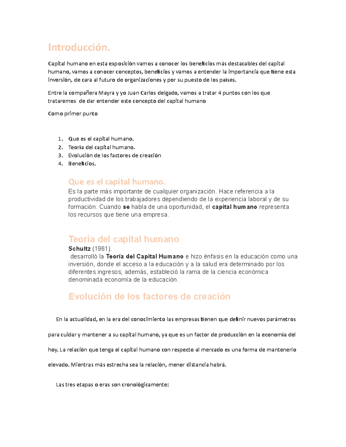 Exposicion capital humano - Generalidades del proceso - Introducción ...