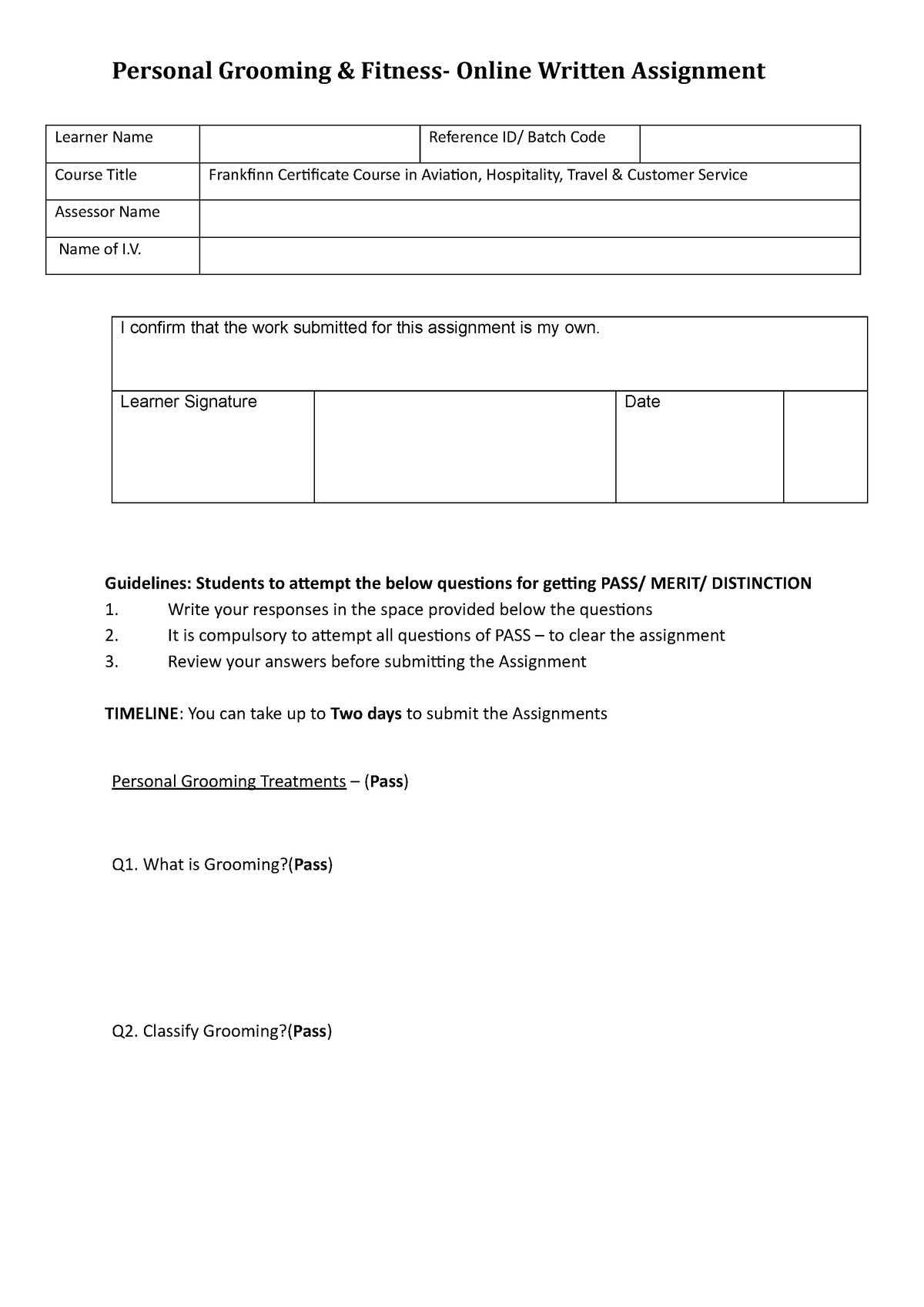 frankfinn grooming assignment pdf