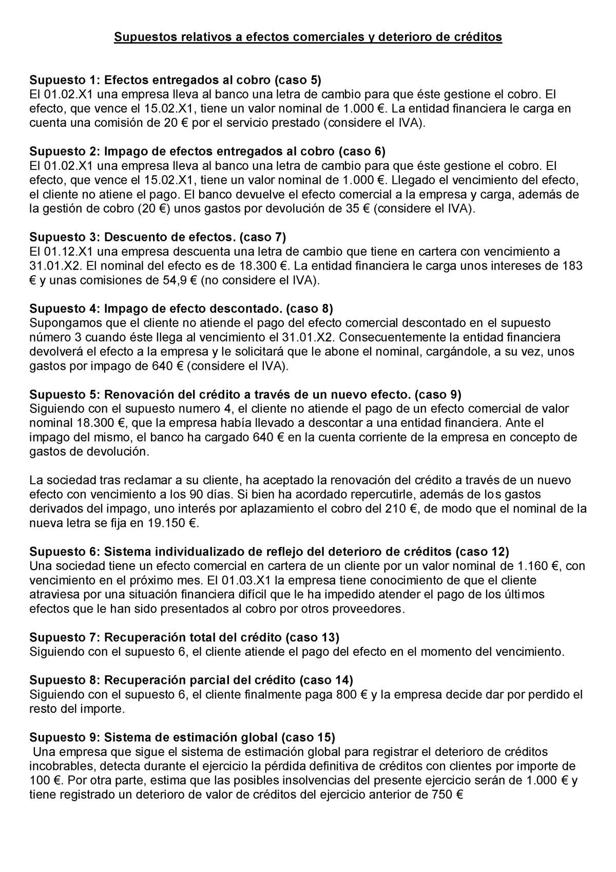 1 Enunciados Ejercicios Libro Castellvi Efectos Comerciales Y Deterioro De Créditos Profesores 7425