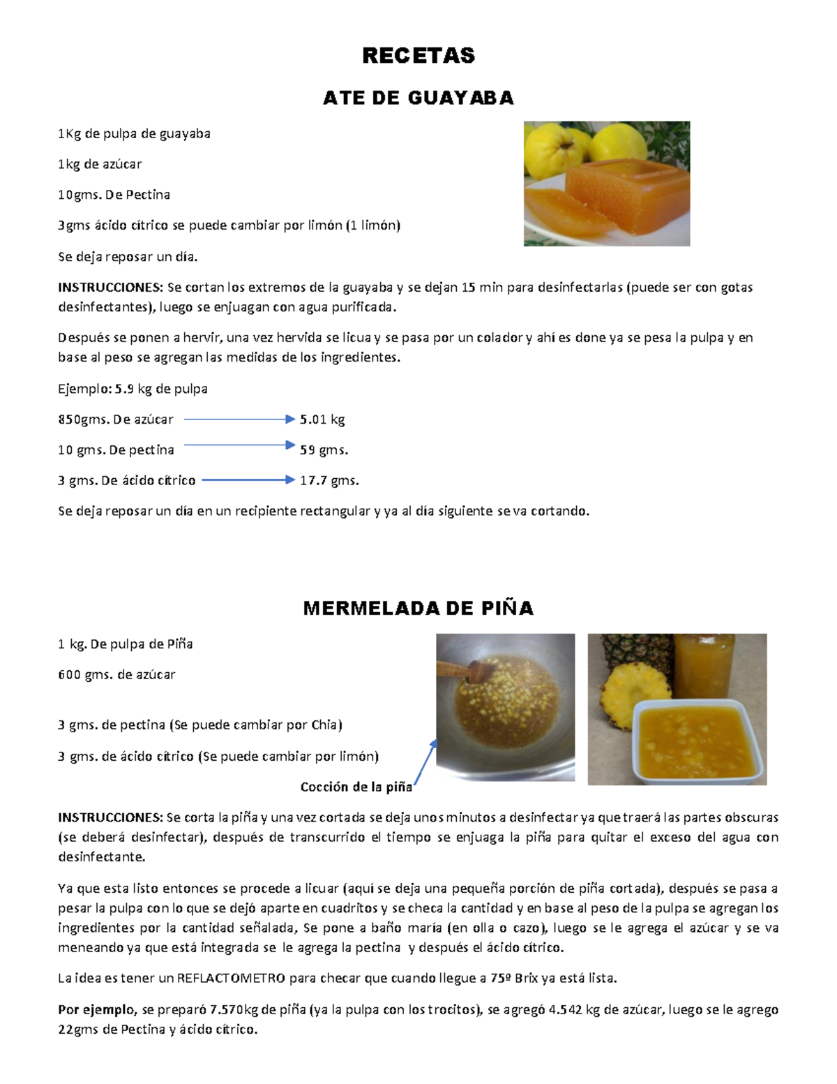 Recetas para RS y DS (piña, guayaba, cacahuate) - Warning: TT: undefined  function: 32 RECETAS ATE DE - Studocu