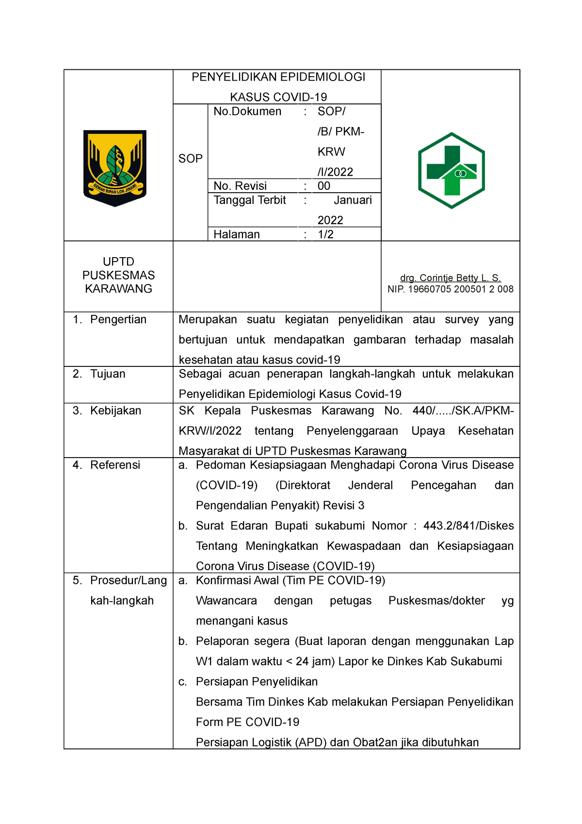 SOP Penyelidikan Epidemiologi Kasus Covid-19 - PENYELIDIKAN ...