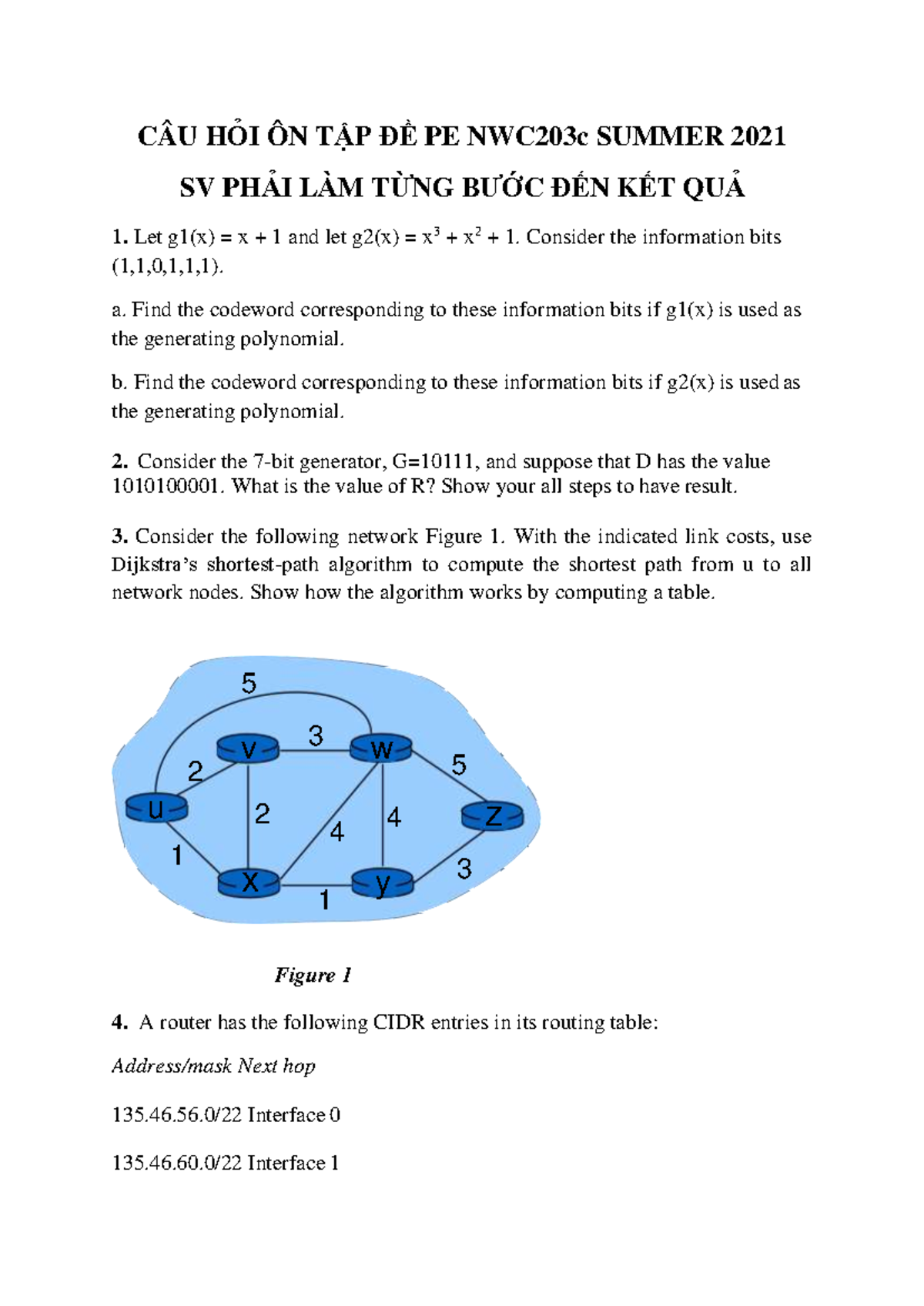 CAU HOI ON TAP PE NWC203c Summer 2021[451] - CÂU HỎI ÔN TẬP ĐỀ PE ...